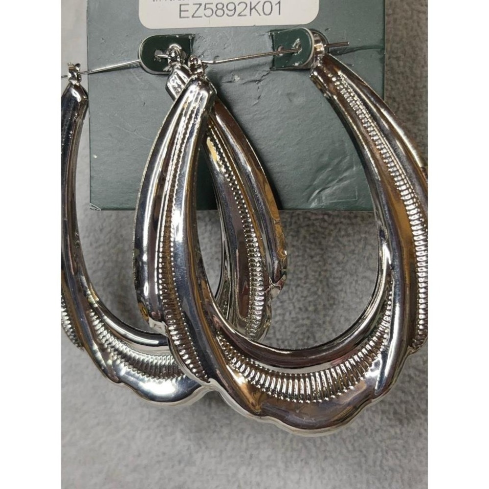 Silver-tone X-Lg Chunky Hoops